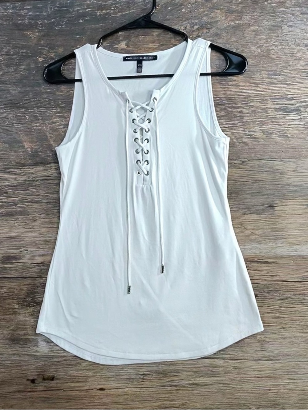 White House Black Market White Lace-Up Sleeveless Tank